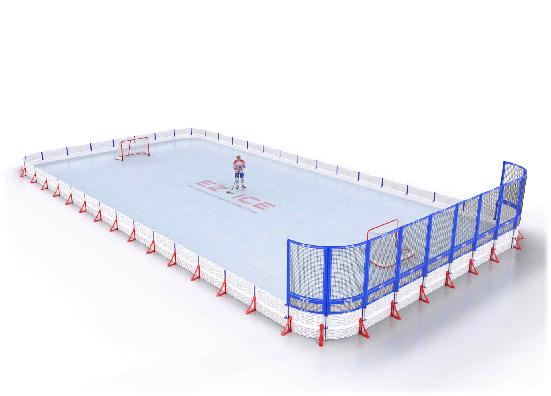 EZ ICE PRO Home Arena System ™ – New Rink: [PRO // 45ft * 75ft // Double-Double-Net // Round Corners // No Bumpers] - 045075DDNRXX