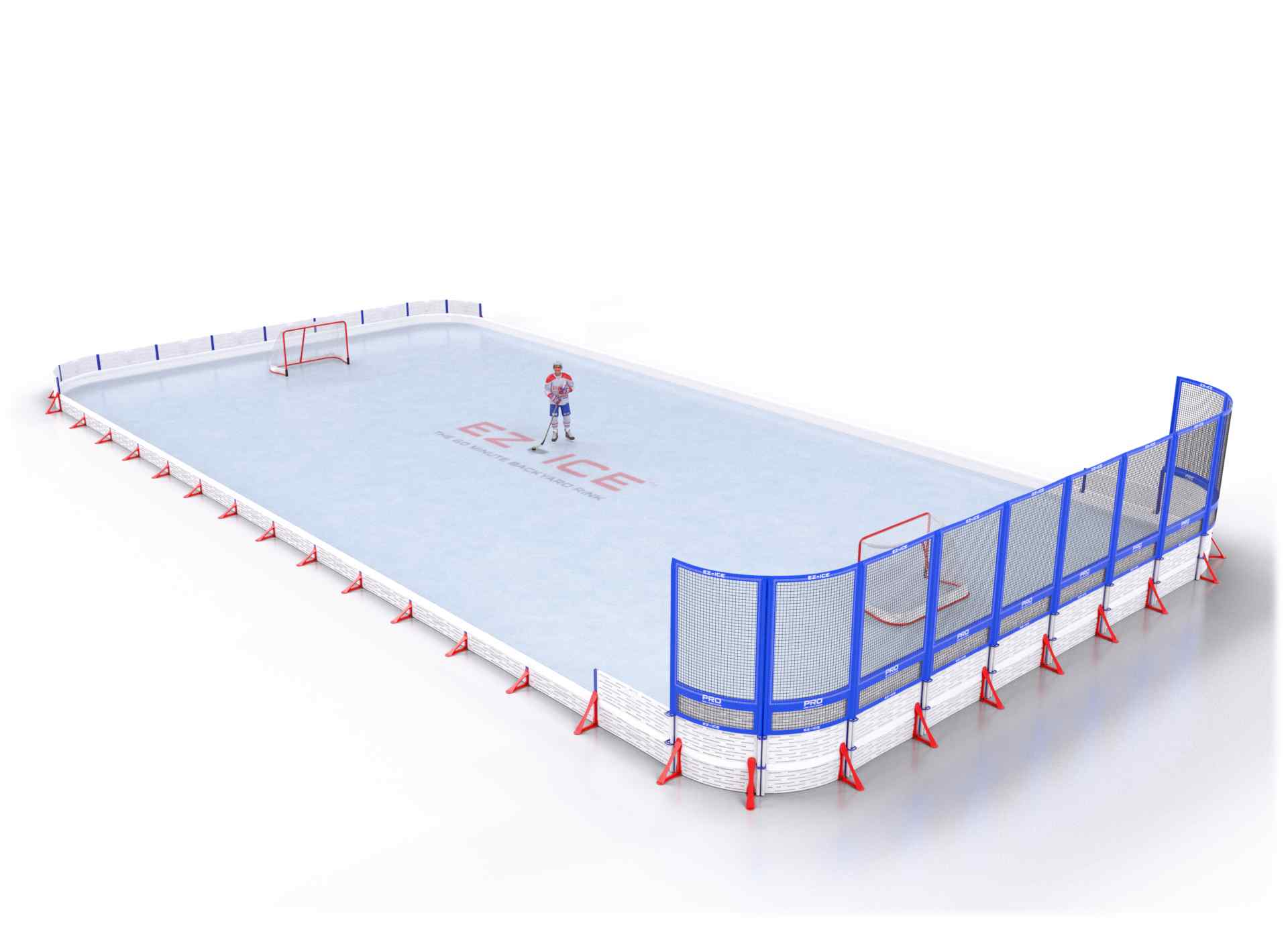 EZ ICE PRO Home Arena System ™ – New Rink: [PRO // 40ft * 40ft // Double-Classic-Net // Round Corners // No Bumpers] - 040040DCNRXX