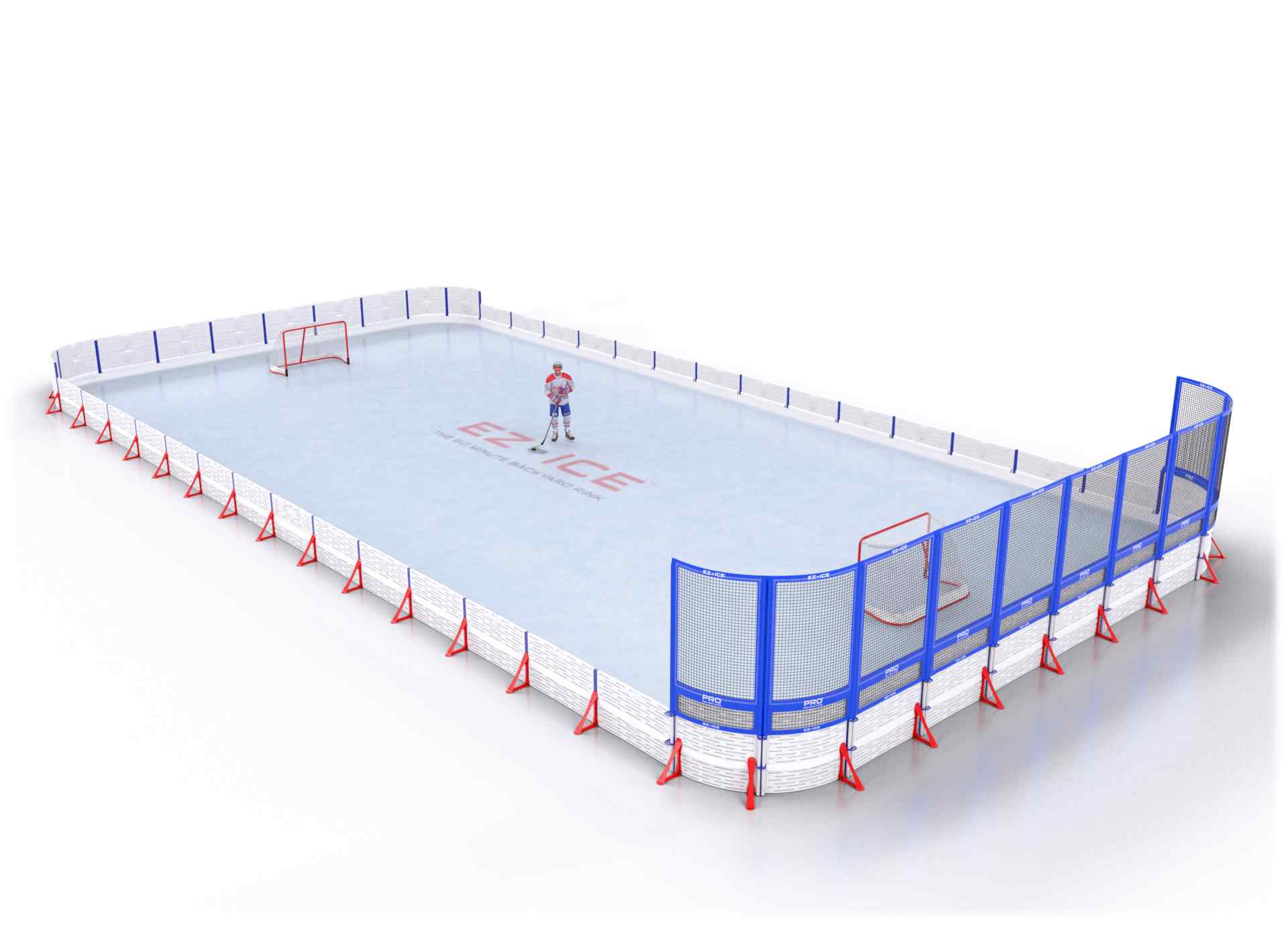 EZ ICE PRO Home Arena System ™ – New Rink: [PRO // 40ft * 80ft // Arena-Double-Net // Round Corners // No Bumpers] - 040080ADNRXX