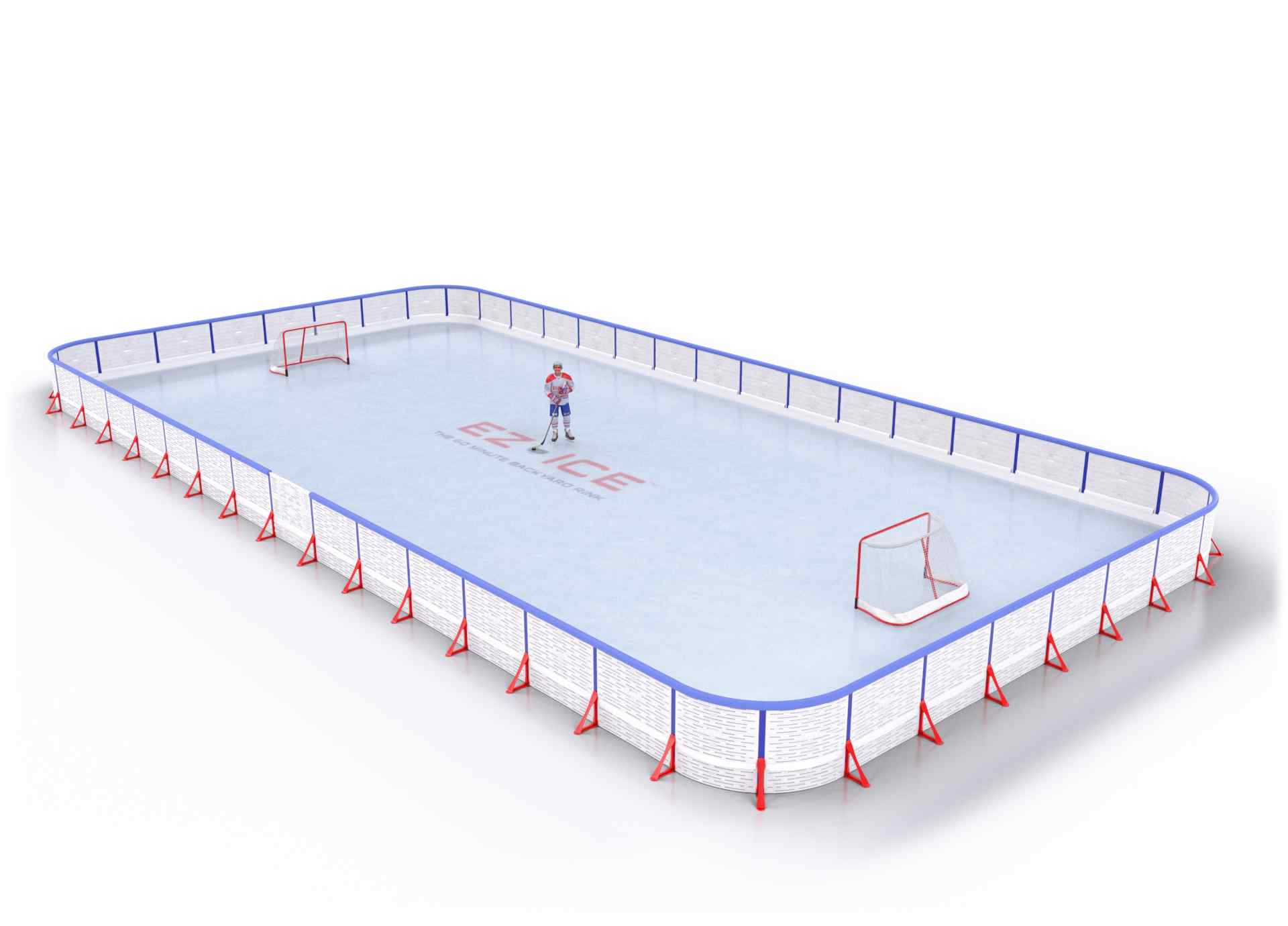 EZ ICE PRO Home Arena System ™ – Upgrade from [PRO // 40ft * 75ft // Arena-Double-Arena // Round Corners // No Bumpers] to [PRO // 40ft * 75ft // Arena-Arena-Arena // Round Corners // With Bumpers] - WUP000024748