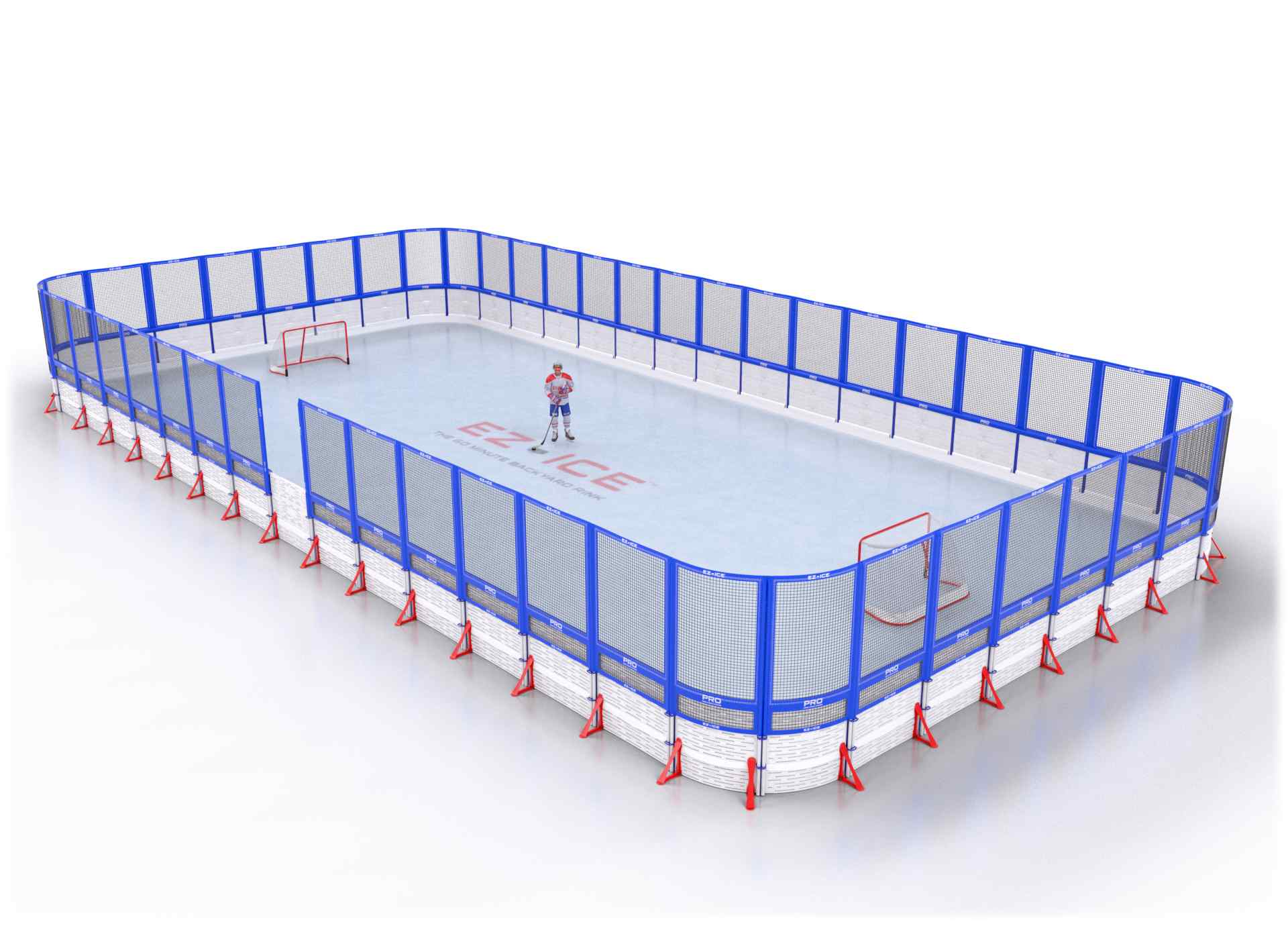 EZ ICE PRO Home Arena System ™ – New Rink: [PRO // 50ft * 80ft // Net-Net-Net // Round Corners // With Bumpers] - 050080NNNRBX