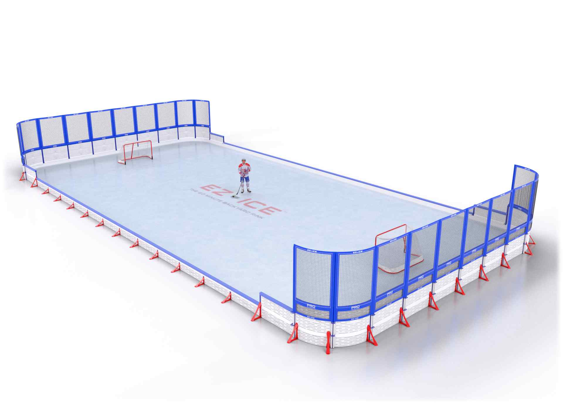 EZ ICE PRO Home Arena System ™ – New Rink: [PRO // 40ft * 70ft // Net-Classic-Net // Round Corners // With Bumpers] - 040070NCNRBX