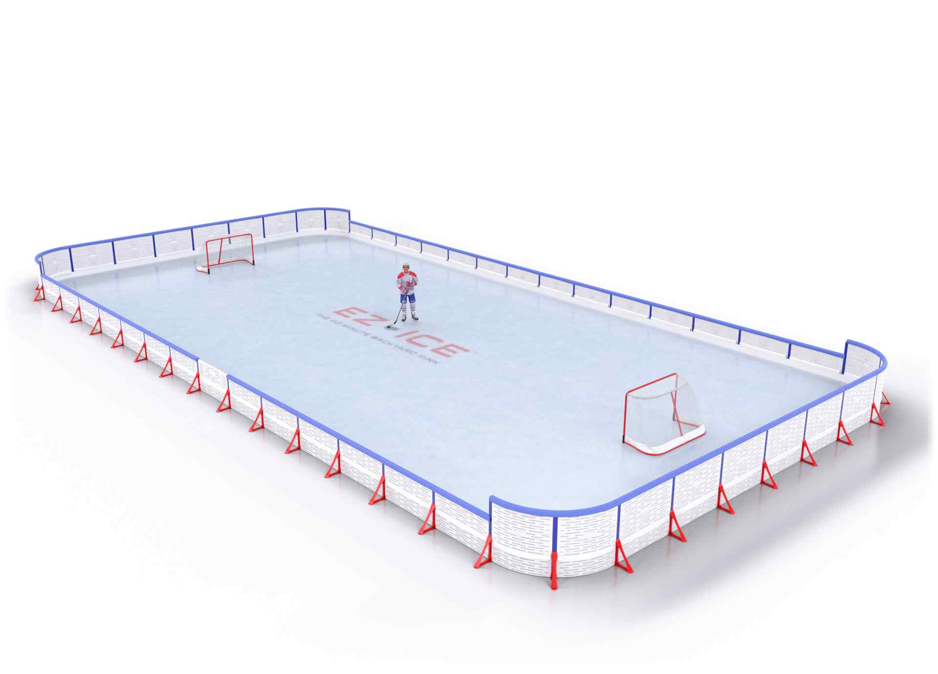 EZ ICE PRO Home Arena System ™ – New Rink: [PRO // 40ft * 80ft // Arena-Double-Arena // Round Corners // With Bumpers] - 040080ADARBX