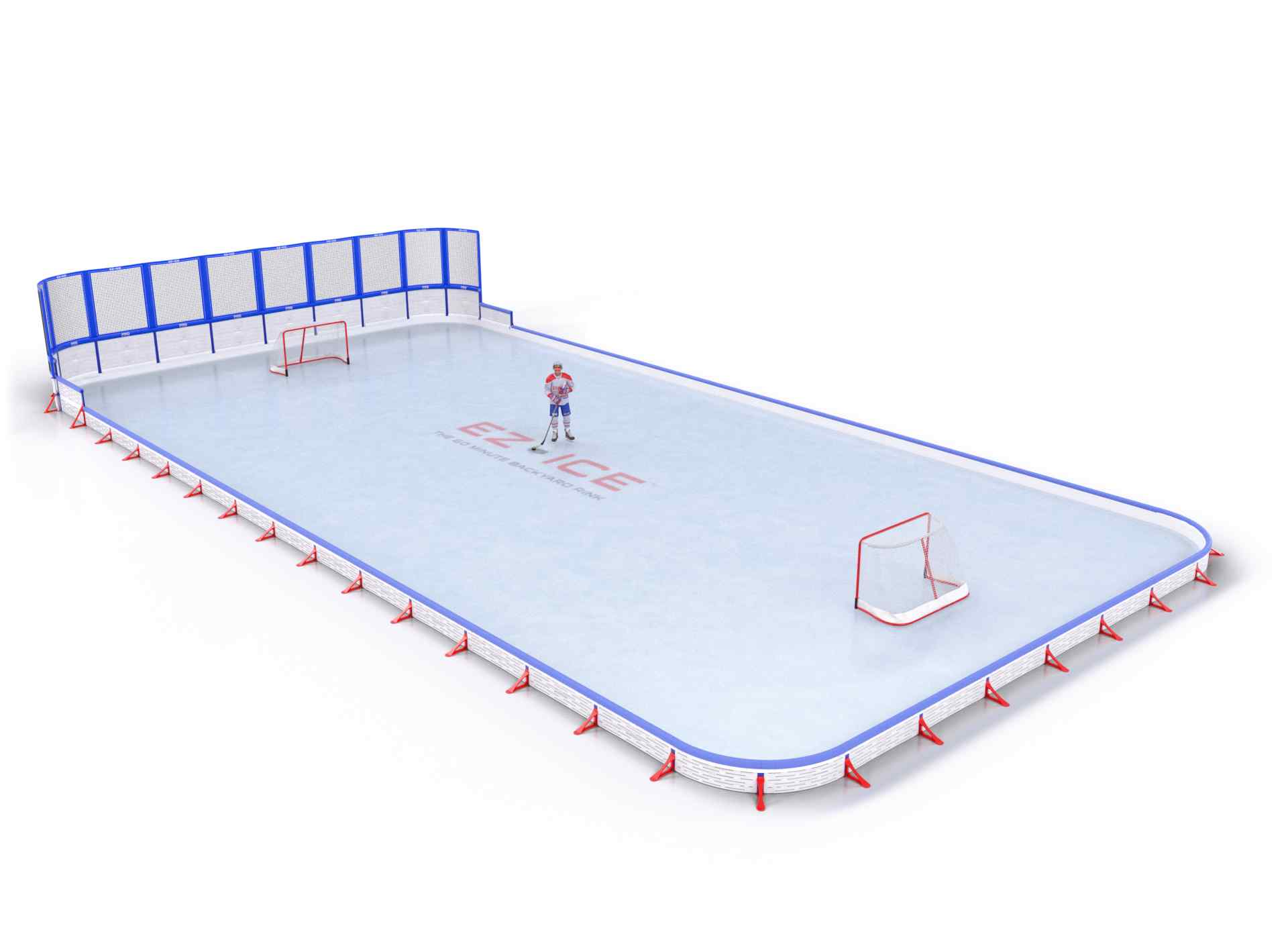 EZ ICE PRO Home Arena System ™ – Upgrade from [ORG // 30ft * 60ft // Classic-Classic-Classic // Round Corners // With Bumpers] to [ORG // 40ft * 80ft // Net-Classic-Classic // Round Corners // With Bumpers] - WUP000036138