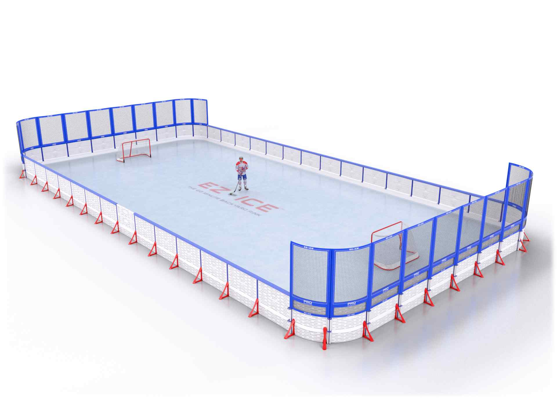 EZ ICE PRO Home Arena System ™ – New Rink: [PRO // 40ft * 95ft // Net-Arena-Net // Round Corners // With Bumpers] - 040095NANRBX