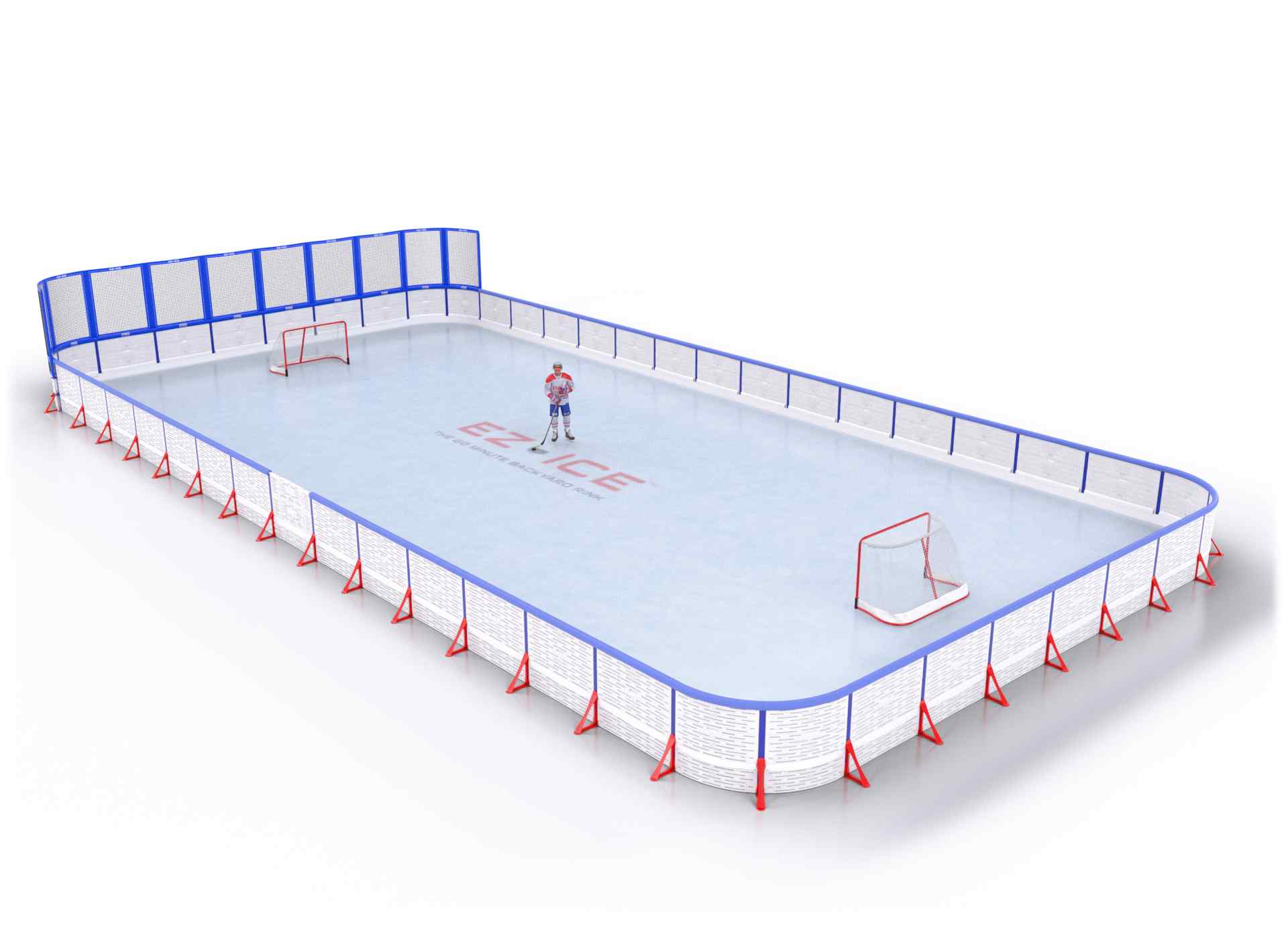 EZ ICE PRO Home Arena System ™ – New Rink: [PRO // 40ft * 80ft // Net-Arena-Arena // Round Corners // With Bumpers] - 040080NAARBX