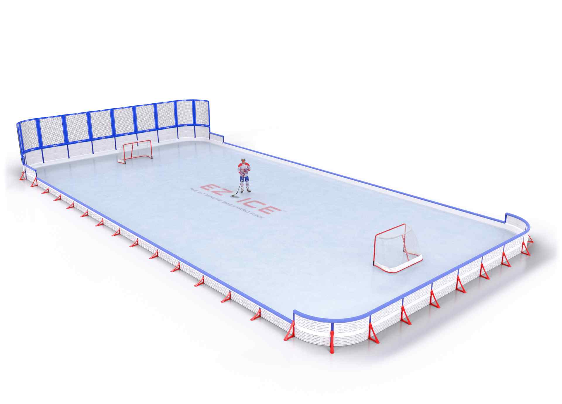 EZ ICE PRO Home Arena System ™ – Upgrade from [ORG // 20ft * 40ft // Classic-Classic-Classic // Square Corners // No Bumpers] to [ORG // 35ft * 55ft // Net-Classic-Double // Round Corners // With Bumpers] - WUP000004060