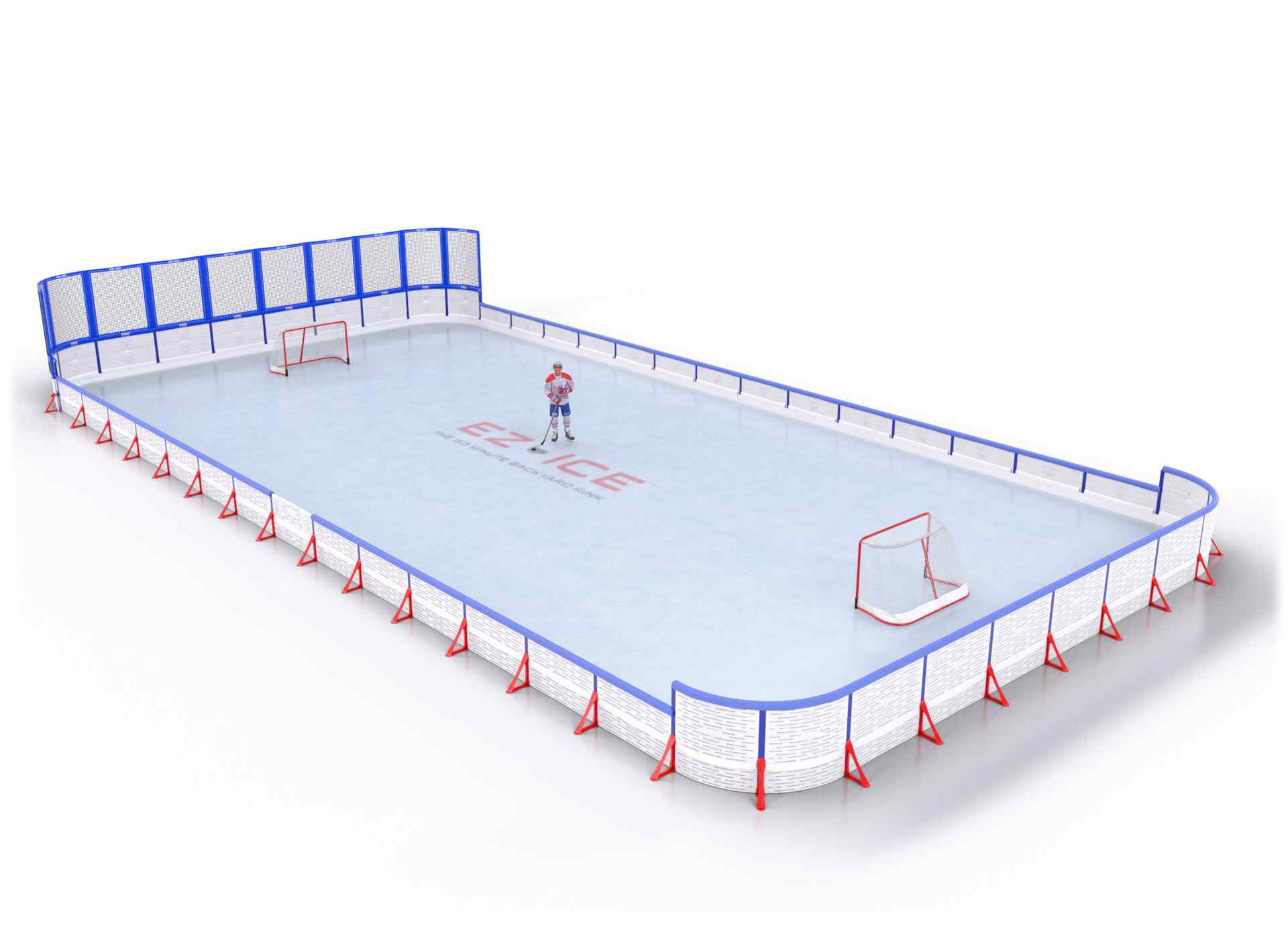 EZ ICE PRO Home Arena System ™ – New Rink: [PRO // 40ft * 70ft // Net-Double-Arena // Round Corners // With Bumpers] - 040070NDARBX