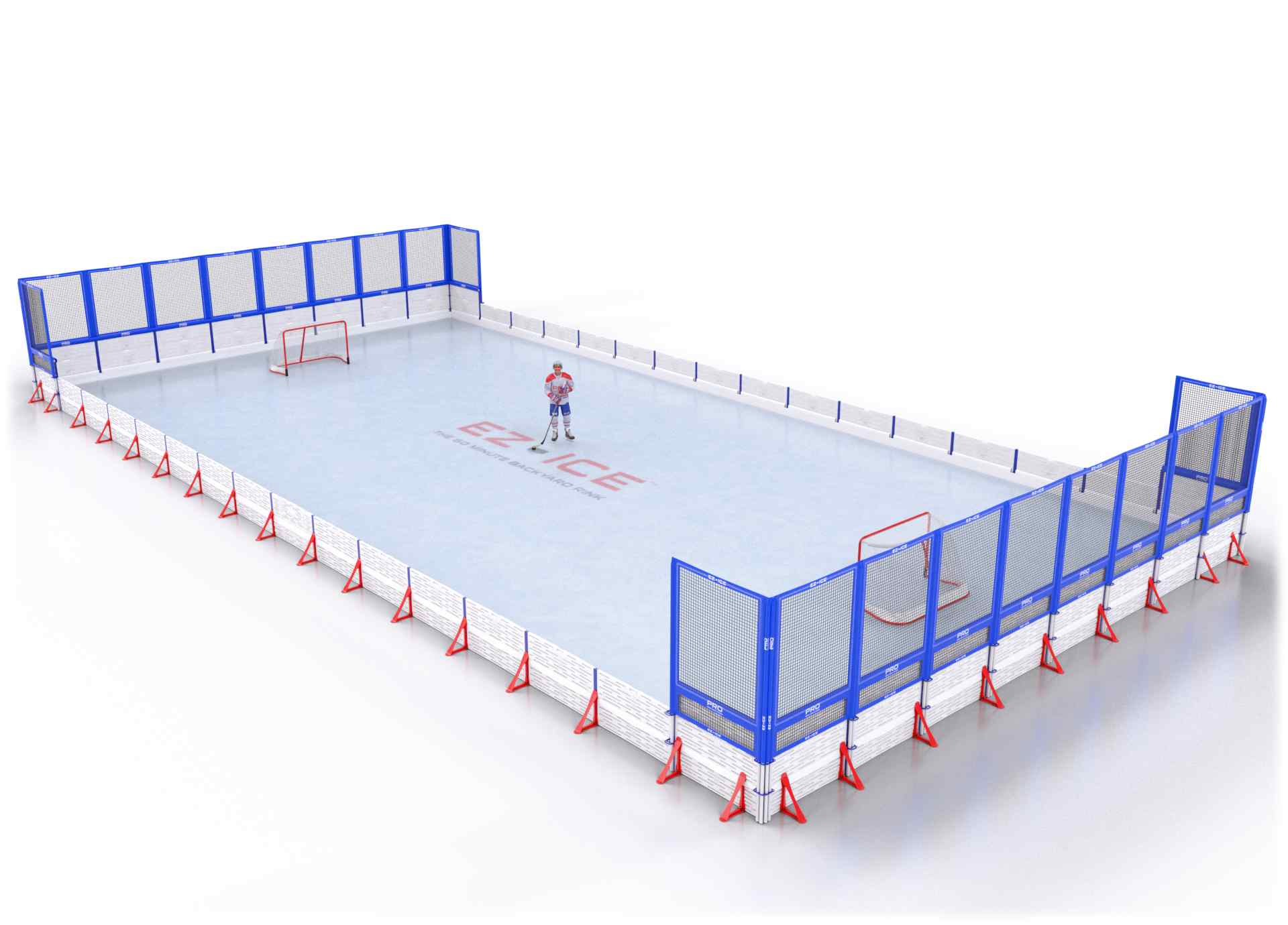 EZ ICE PRO Home Arena System ™ – New Rink: [PRO // 40ft * 80ft // Net-Double-Net // Square Corners // No Bumpers] - 040080NDNSXX