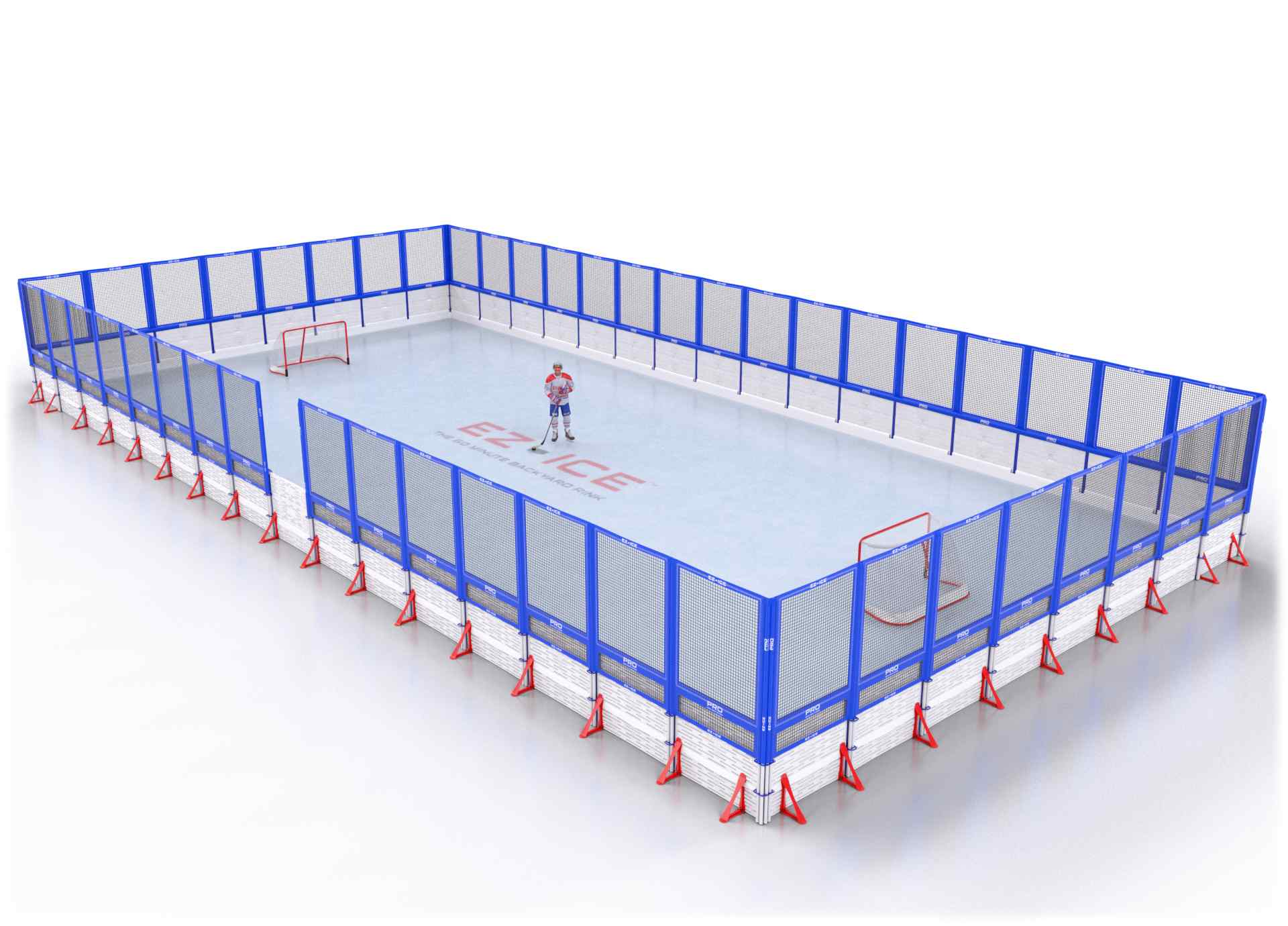EZ ICE PRO Home Arena System ™ – New Rink: [PRO // 40ft * 80ft // Net-Net-Net // Square Corners // With Bumpers] - 040080NNNSBX