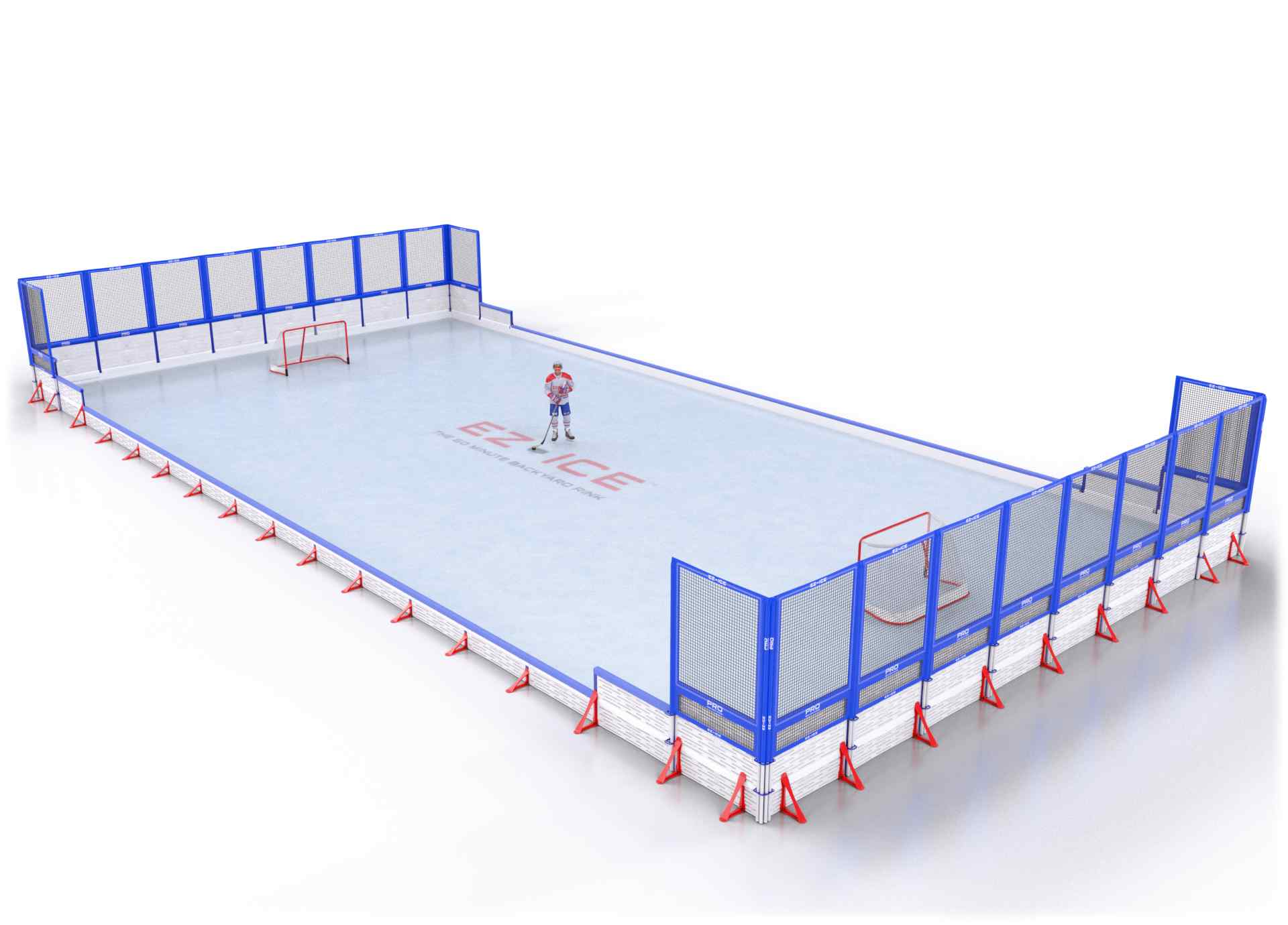 EZ ICE PRO Home Arena System ™ – New Rink: [PRO // 40ft * 80ft // Net-Classic-Net // Square Corners // With Bumpers] - 040080NCNSBX
