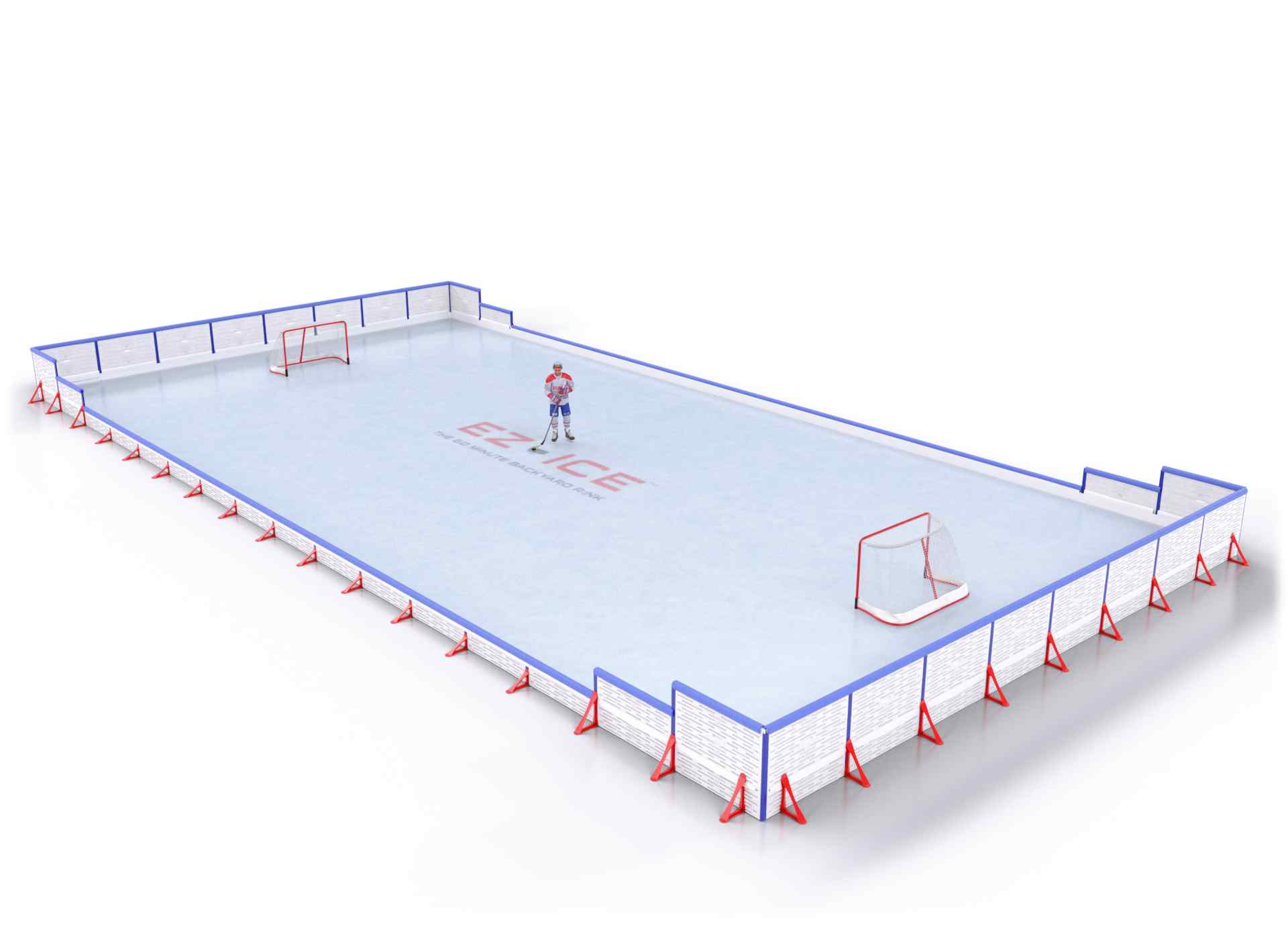 EZ ICE PRO Home Arena System ™ – New Rink: [PRO // 40ft * 80ft // Arena-Classic-Arena // Square Corners // With Bumpers] - 040080ACASBX