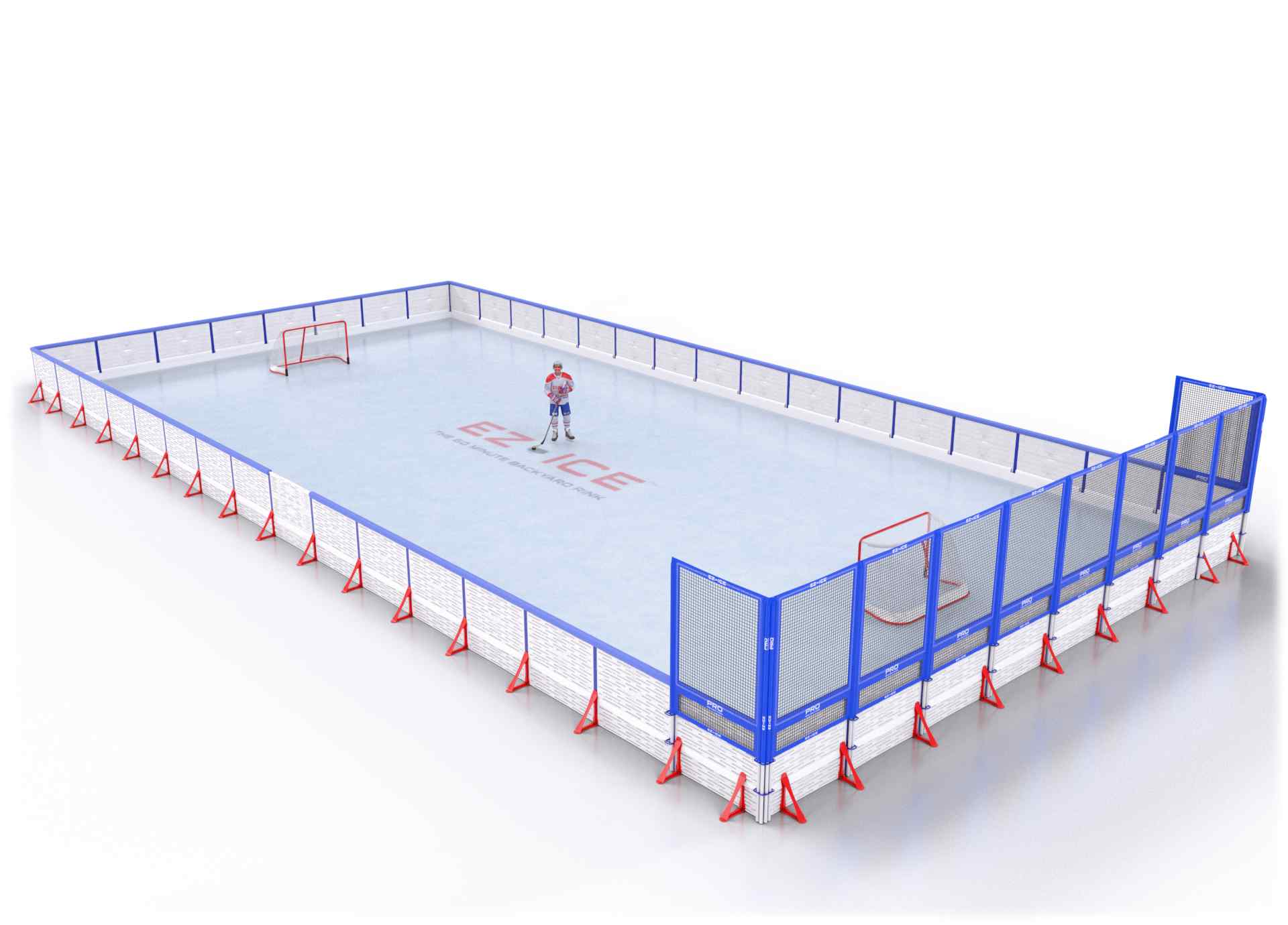 EZ ICE PRO Home Arena System ™ – New Rink: [PRO // 40ft * 60ft // Arena-Arena-Net // Square Corners // With Bumpers] - 040060AANSBX