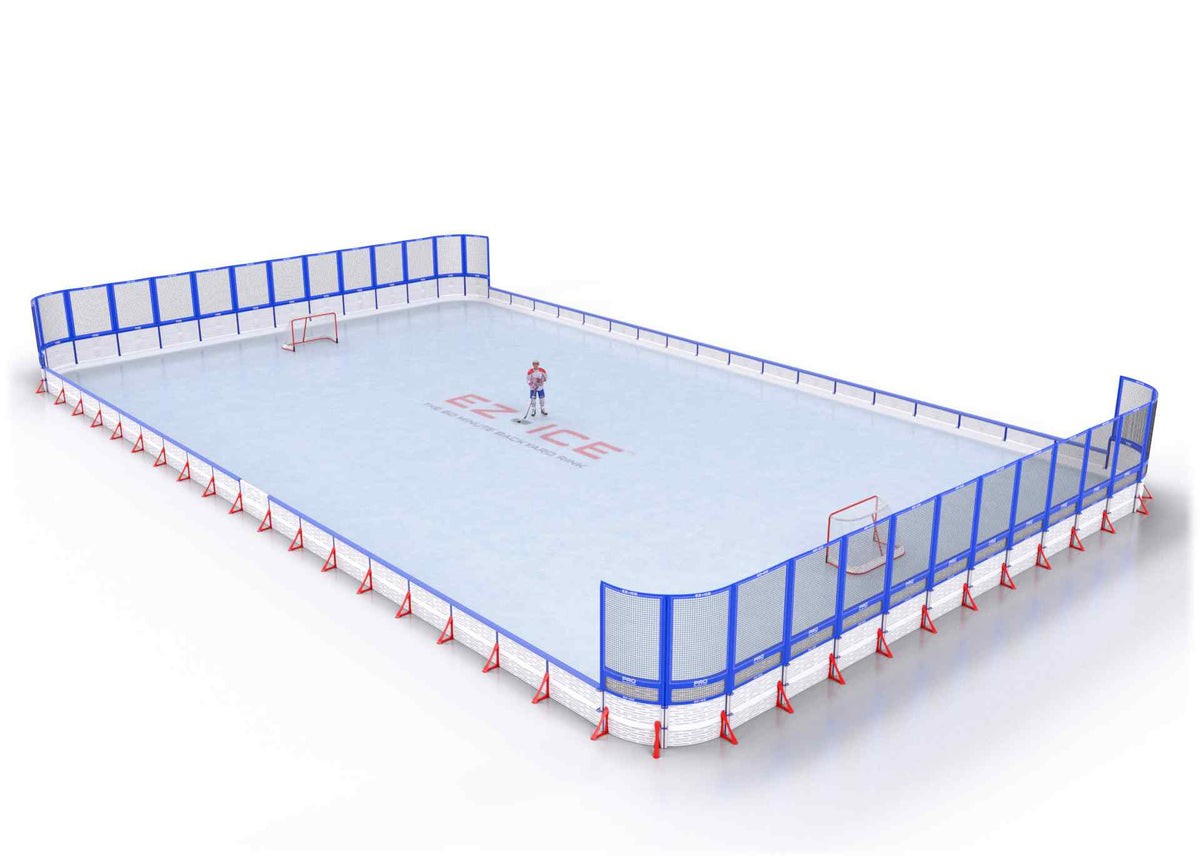 EZ ICE PRO Home Arena System ™ – New Rink: [PRO // 45ft * 60ft // Net-Double-Net // Round Corners // With Bumpers] - 045060NDNRBX