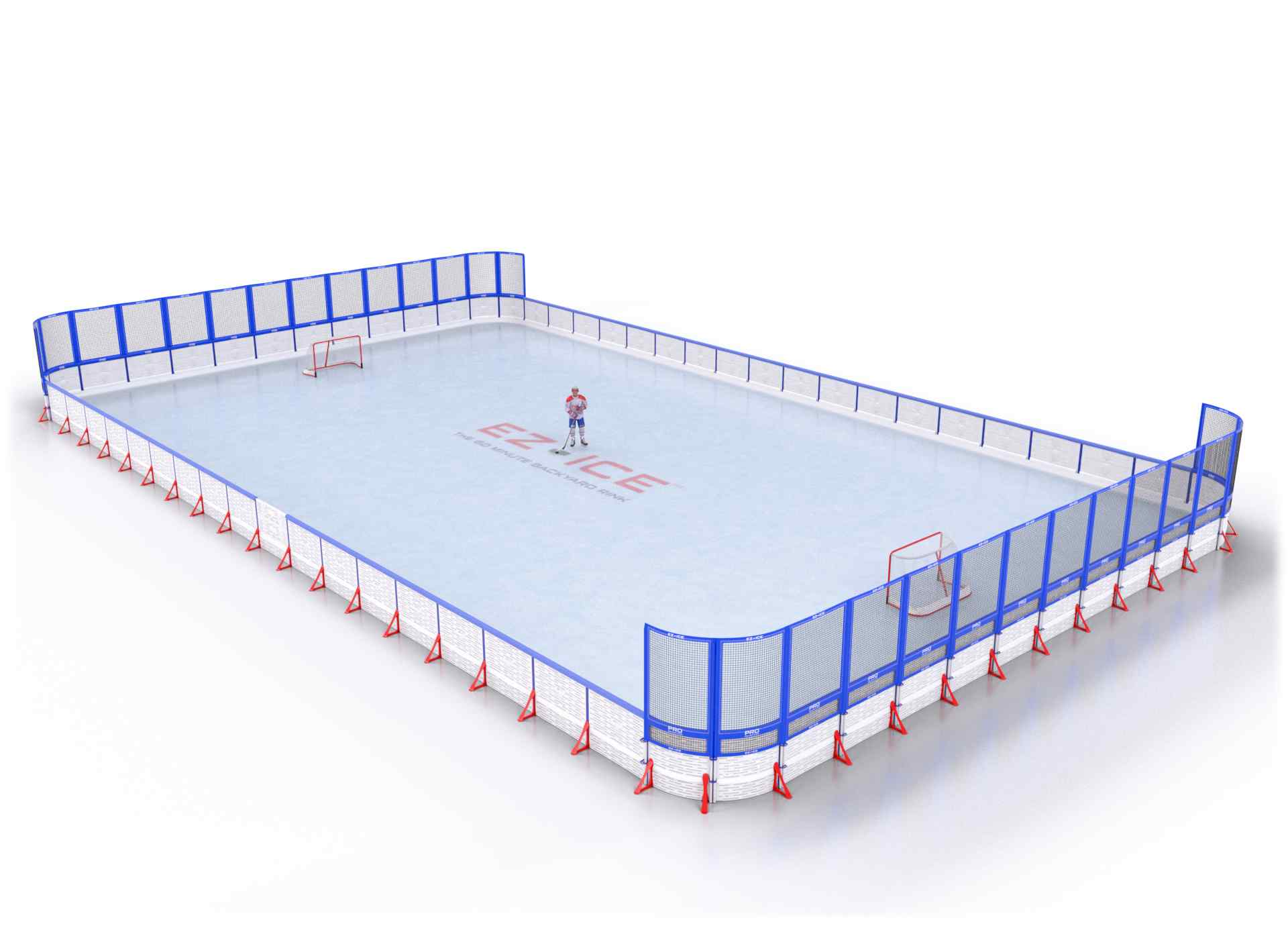 EZ ICE PRO Home Arena System ™ – Upgrade from [PRO // 50ft * 80ft // Net-Arena-Net // Round Corners // No Bumpers] to [PRO // 55ft * 85ft // Net-Arena-Net // Round Corners // With Bumpers] - WUP000007540
