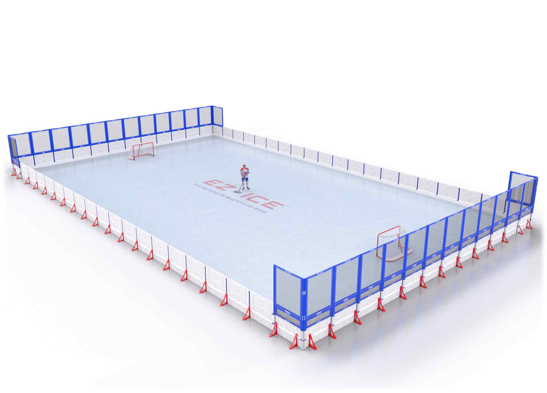 EZ ICE PRO Home Arena System ™ – New Rink: [PRO // 60ft * 100ft // Net-Arena-Net // Square Corners // No Bumpers] - 060100NANSXX
