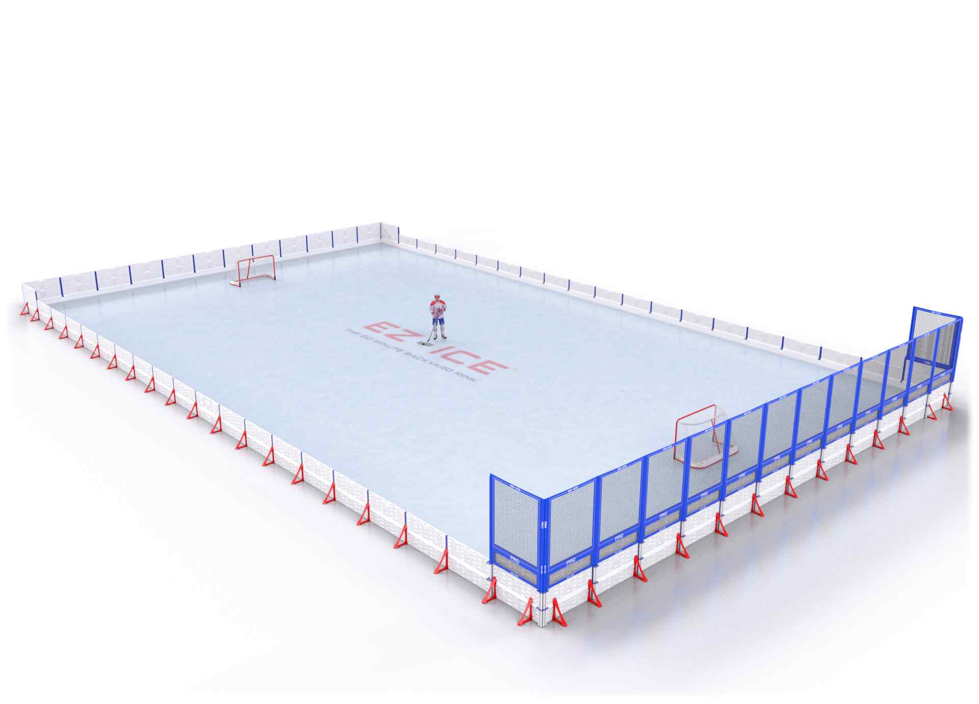 EZ ICE PRO Home Arena System ™ – New Rink: [PRO // 60ft * 100ft // Arena-Double-Net // Square Corners // No Bumpers] - 060100ADNSXX