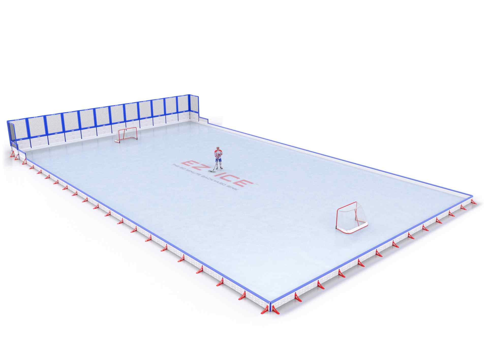 EZ ICE PRO Home Arena System ™ – New Rink: [PRO // 60ft * 100ft // Net-Classic-Classic // Square Corners // With Bumpers] - 060100NCCSBX