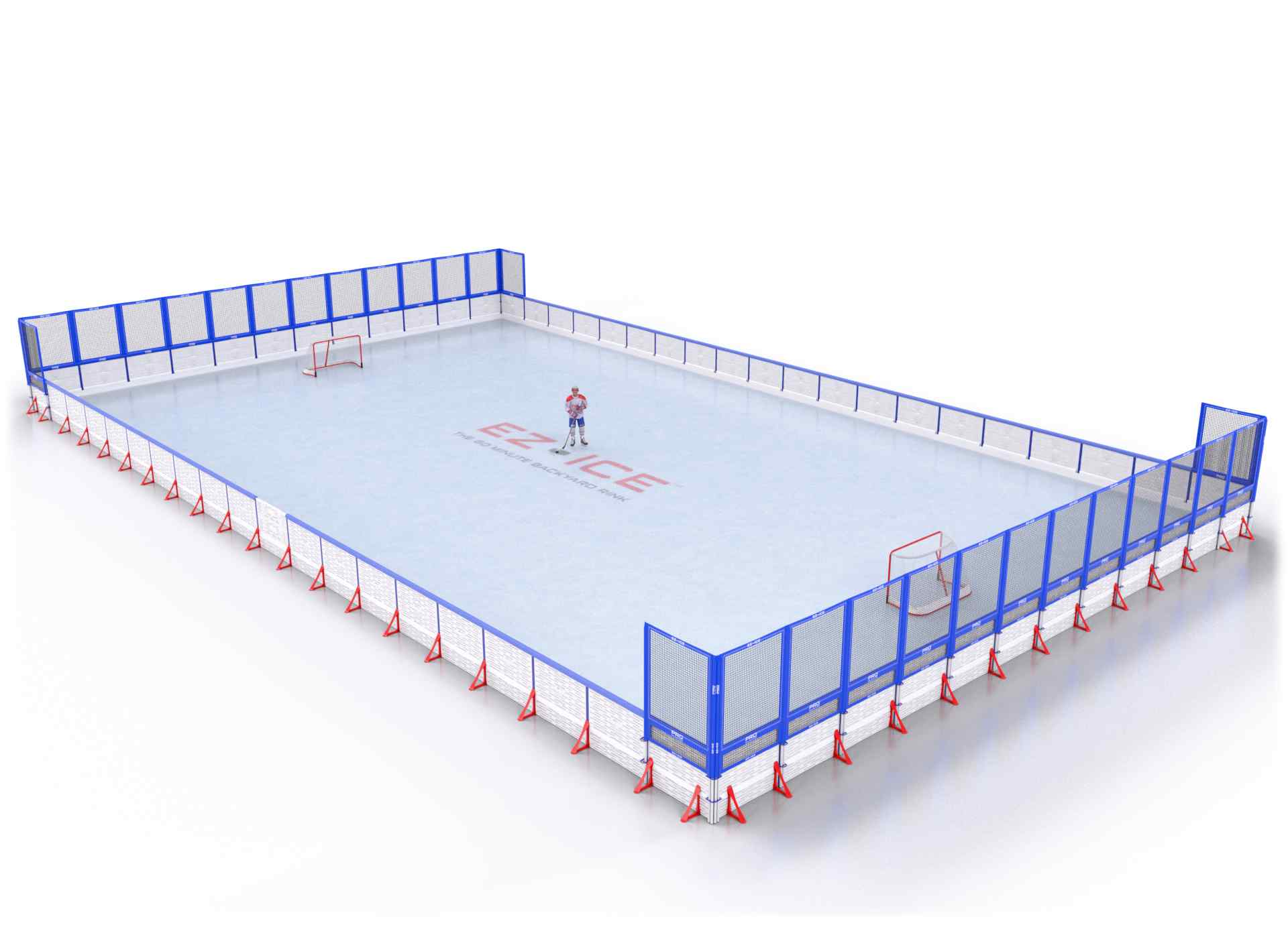 EZ ICE PRO Home Arena System ™ – New Rink: [PRO // 60ft * 100ft // Net-Arena-Net // Square Corners // With Bumpers] - 060100NANSBX