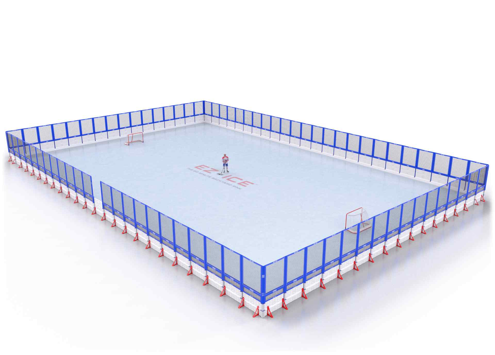 EZ ICE PRO Home Arena System ™ – New Rink: [PRO // 75ft * 115ft // Net-Net-Net // Square Corners // With Bumpers] - 075115NNNSBX